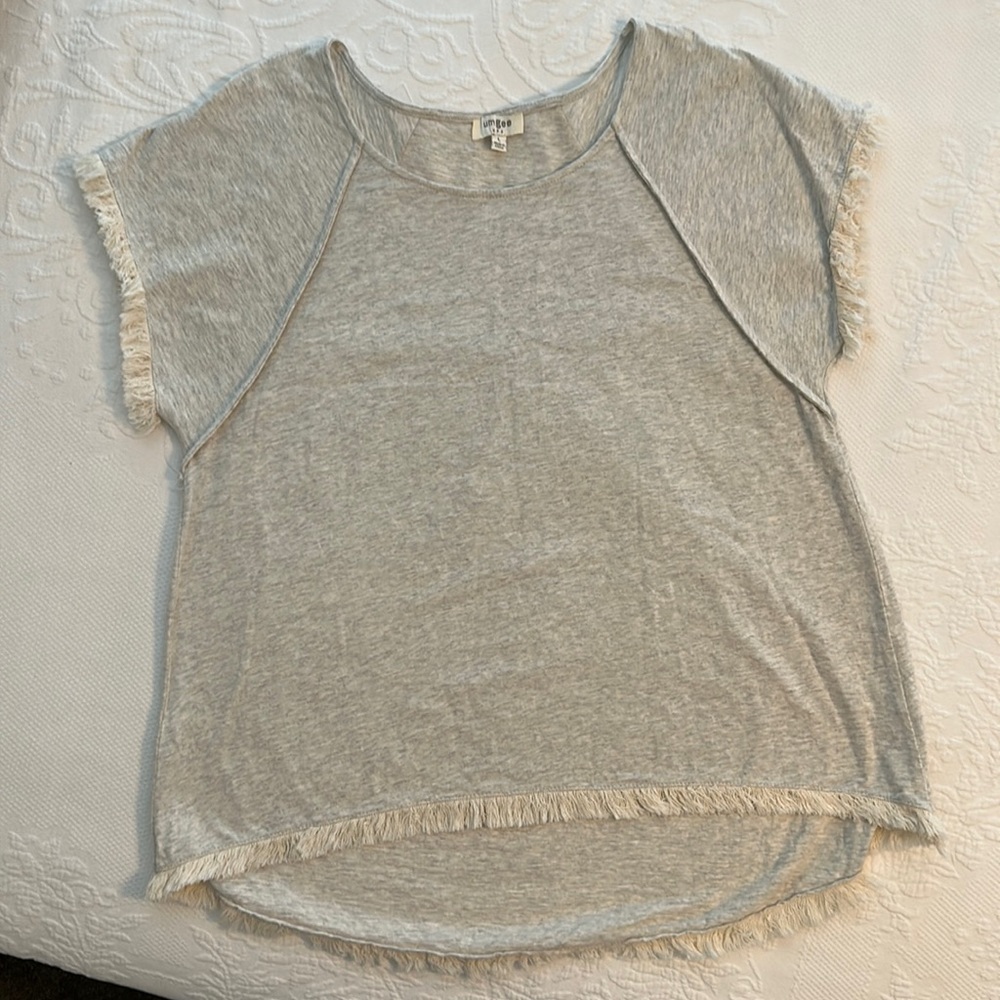 Umgee Tunics - both Large. One light gray knit. The other light tan linen.